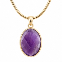 Collier pendentif en pierre précieuse naturelle taille ovale avec chaîne serpent plaquée or, idéal pour le quotidien, vente en gros