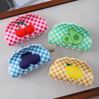 YJL NOUVEAU Pince à Cheveux en Acrylique Personnalisée Motif Fruits Citron et Carreaux Mignons pour Femmes, Accessoires de Mode pour Filles