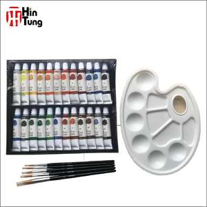 Fournitures d'art professionnel Non toxique personnalisé OEM 24 pièces 12ml <span class=keywords><strong>peinture</strong></span> <span class=keywords><strong>acrylique</strong></span> avec 5 pinceaux et 1 palette <span class=keywords><strong>en</strong></span> plastique pour le <span class=keywords><strong>dessin</strong></span> - Product Image 2
