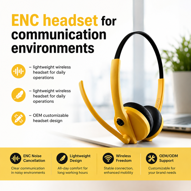 Wireless ENC Headset Office Noise Cancelling Mic Headphones for Call Center From OEM ODM Factory Shenzhen Linx
