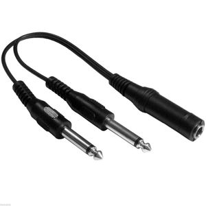 Stereo Male Plug to 2 Dual 6.35mm Female Jack Y <b>Splitter</b> Trs <b>Cables</b> - Product Image 4