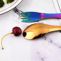 Vente chaude Coloré Multifonctionnel Camping Ustensiles En Acier Inoxydable Vaisselle Cuillère Fourchette