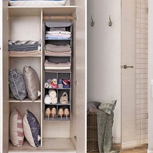 6-Shelf Foldable Linen Closet Organizer Multipurpose Hanging Storage for Clothing <b>Shoes</b> Collapsible <b>Wardrobe</b> Hanging Organizer - Product Image 6
