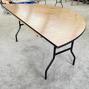 <span class=keywords><strong>Mesa</strong></span> Plegable de Madera Contrachapada en Forma de <span class=keywords><strong>Media</strong></span> <span class=keywords><strong>Luna</strong></span>, Estilo Rústico, para Sala de Estar, Interior, Exterior, Hotel, Restaurante, Comedor, Fiestas, Eventos, con Marco de Acero - Product Image 1