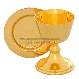 Cáliz y patena de latón para velas, elegante soporte de metal - Product Image 2