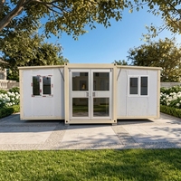 Maison conteneur pliable extensible à double aile, étanche, structure en acier, pour logement sur chantier