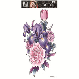 Adesivo tatuaggio temporaneo impermeabile colorato con fiori, mezza manica, rosa, tulipano, tatuaggio finto per il corpo, per donne, tatuaggio floreale per l'<span class=keywords><strong>avambraccio</strong></span> - Product Image 2