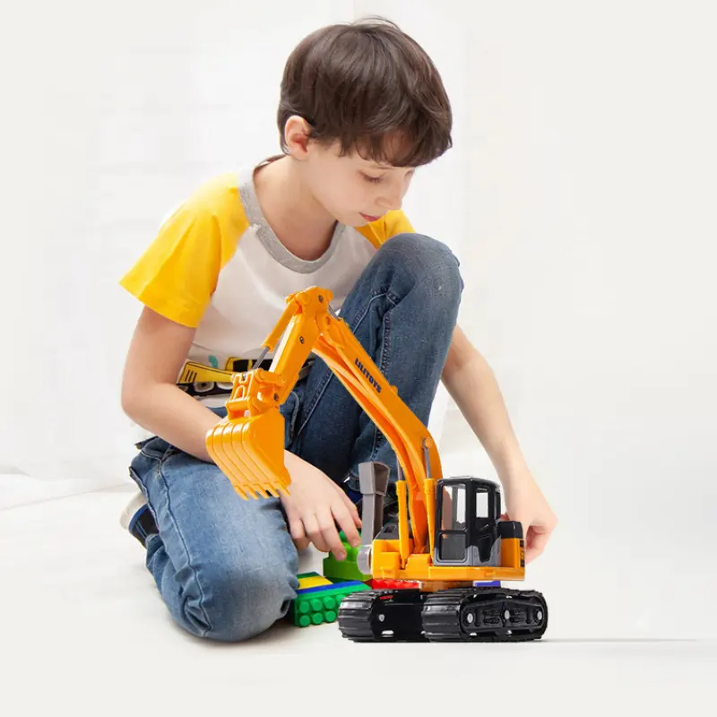 2024 transporte rápido modelo mais vendido de carros de brinquedo de inércia de fricção escavadeira de veículos brinquedo infantil pequena pá de engenharia carro de brinquedo