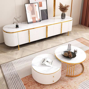 Ensemble Meuble TV en Bois Blanc Style Nordique de Luxe et <span class=keywords><strong>Table</strong></span> Basse <span class=keywords><strong>Table</strong></span> d'Appoint en Bois Moderne Simple pour Salon Mobilier de Maison - Product Image 3