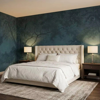 Papier peint texturé vintage en velours avec motif de forêt, de montagne et de rivière pour la rénovation et la décoration des murs de la chambre