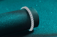 Bracelet tennis en argent sterling S925 avec moissanite taille princesse carrée, entièrement serti, bijou de main pour femme, cadeau d'anniversaire pour petite amie