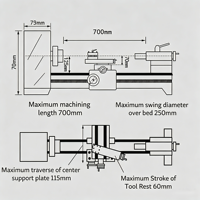 Tour manuel industriel YH260FL avec cône de broche MT4, tour à métaux pour acier, aluminium, machine de tournage DIY