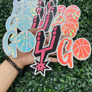 Patch con Paillettes 'Go Spurs Go' da 10 Pollici, Grandi Patch <span class=keywords><strong>per</strong></span> Giubbotti in Denim, Distintivo <span class=keywords><strong>per</strong></span> Tifosi di Basket Texas Game Day - Product Image 6