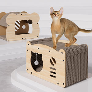 CATSOUL mainan papan goresan kucing kayu alami, jaminan kualitas terjamin ganda rumah kucing bergelombang multifungsi - Product Image 2