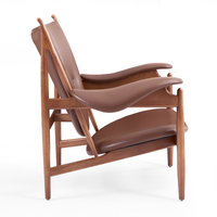 Fauteuil de loisir moderne en cuir véritable en gros, bois massif pour meubles de maison, salon, chambre à coucher, appartement, hôtel