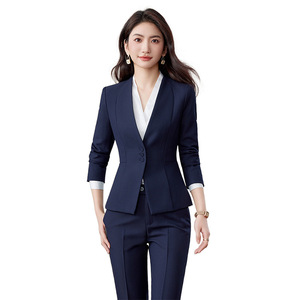 Women's Collarless Suit Set Long Sleeve Spring 2025 Hotel Uniform Gray Skirt Jacket Professional Workwear - Product Image 5