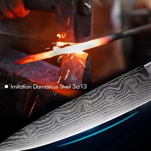 Conjunto de Presente de 8 Facas de Cozinha Profissionais Japonesas com Padrão Damasco a Laser em Aço Inoxidável para Fatiar e Santoku - Product Image 2