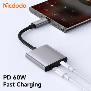 Mcdodo 505 2 en 1 tipo C a 3,5 Mm adaptador de Audio con Pd 60W carga auriculares Jack adaptador de Audio para Iphone15 Huawei