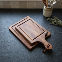 Bamboe snijplank rechthoekig met handvat, milieuvriendelijk, vaatwasserbestendig voor gebruik in de keuken