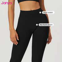 Janya leggings d'entraînement taille haute pour femmes, ensemble de deux pièces logo personnalisé, ensembles de vêtements de sport solides sans couture pour le yoga et le fitness