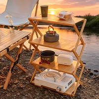 Étagère de rangement pliable multi-niveaux pour le camping, étagère d'organisation portable pour l'extérieur, table légère pour pique-nique, barbecue en plein air, voyage