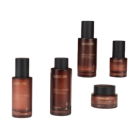 Matte Bernsteinfarbene Glasflasche für Essenzen, mit Pumpe, Leere Kosmetik-Lotion-Flasche