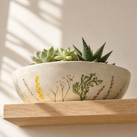 Vase floral en céramique peint à la main ARM LVG Nordic, pot à fleurs Wabi-sabi, jardinière peu profonde pour plantes succulentes, décoration de table intérieure