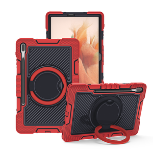 Funda de Silicona Premium a Prueba de Golpes con Asa Giratoria para Tablet, para Viajes de Negocios, con Soporte Plegable y Correa para <span class=keywords><strong>Samsung</strong></span> <span class=keywords><strong>Tab</strong></span> <span class=keywords><strong>S7</strong></span> FE - Product Image 2
