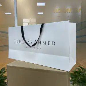 Customized Logo Design Luxury Paper Bag Gift Packaging Bag Shopping Paper Bag With Ribbon Handle