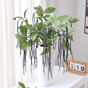 Plante Artificielle Yoshinobu en PVC Souple, Feuilles Vertes et Violettes Suspendues, Décoration Intérieure, Arrangement pour Vase, Décoration Maison et Bureau - Product Image 1