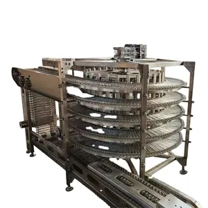 Baking multi-layer cooling and awakening line conveyor belt stainless steel spiral tower