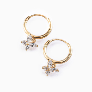 CANNER Nouveaux produits de mode plaqué or 18 carats, boucles d'oreilles créoles avec pendentif papillon en zircon, design créatif et simple - Product Image 5