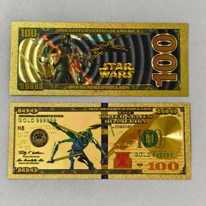 Ensemble de billets de banque en feuille d'or de 100 dollars Star Wars 2026 - Cadeau de collection Darth Vader & Luke Skywalker pour les fans de films - Product Image 2