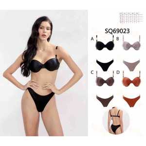 Costume da bagno bikini imbottito da donna a due pezzi con top a fascia e slip a vita alta con laccetti laterali, ideale per l'estate e la spiaggia, taglie S-XL, all'ingrosso SQ69023 - Product Image 1