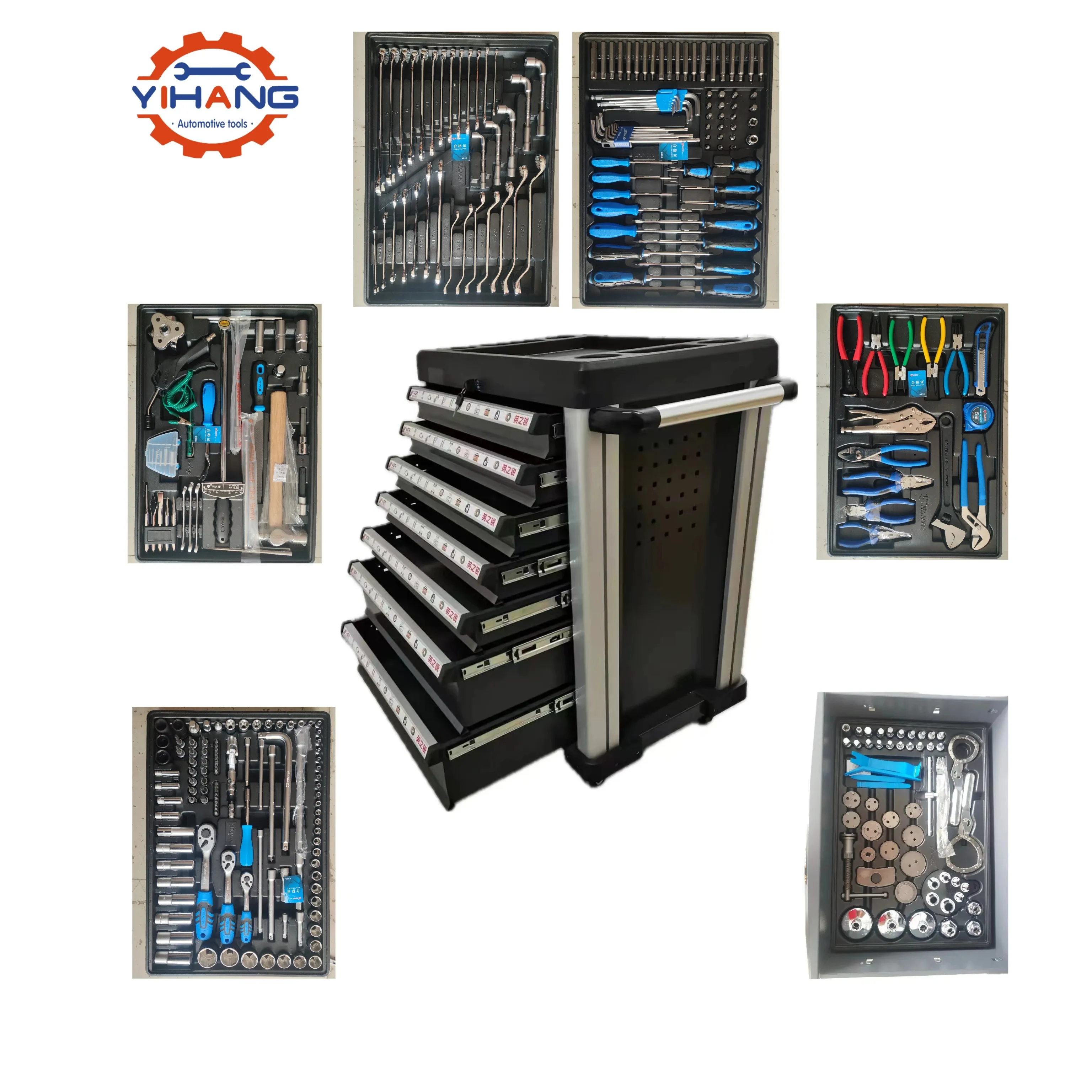 323 peças conjuntos de ferramentas caixa de ferramentas de aço inoxidável resistente carrinho de carrinho de armário de ferramentas 7 gavetas
