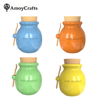 Pot à épices en céramique avec logo personnalisé, finition émaillée, cuillère et bouchon, pour la cuisine