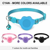 Collier pour chat cyan avec support de traceur en silicone en forme de patte, boucle de sécurité réfléchissante anti-perte, localisateur intelligent pour chats