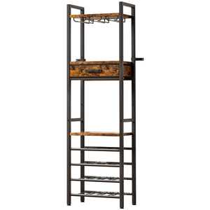 Meuble à vin sur pied pour 16 bouteilles avec porte-verres à vin et tiroirs pour bar à domicile, salon - Product Image 3