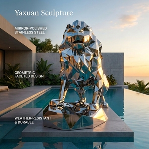 Scultura di <span class=keywords><strong>Leone</strong></span> in Acciaio Inossidabile 316/304 Lucidato a Specchio, Decorazione per Giardino Esterno, Supporta Design 3D e DDP - Product Image 3