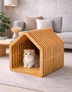 บ้านสัตว์เลี้ยงไม้จริงทันสมัย ไม่มีที่นอน ประกอบง่าย สำหรับแมว - Product Image 3