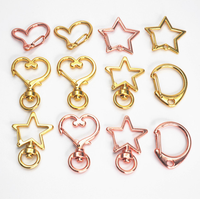 100 porte-clés étoile, mignon, cœur, or rose, argent, accessoires pour sac, breloques, fermoirs homard à crochet, lanière avec porte-clé