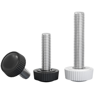 M4 M5 M6 kepala plastik <span class=keywords><strong>Knurled</strong></span> bulat sekrup jempol pengencang tangan pegangan dapat diatur hitam putih kenop penjepit benang laki-laki - Product Image 1