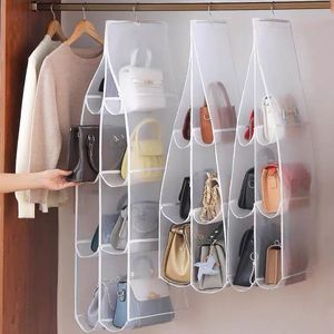 Household bag storage <b>hanging</b> bag, double-sided multi-layer storage dustproof bag, <b>hanging</b> foldable leather bag organizer. - Product Image 1