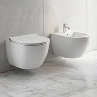 Ensemble complet de toilettes et bidet Tornado, avec support de toilettes et cubicle de WC en béton, pour salle de bain
