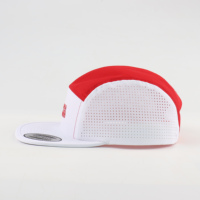 Casquette de course à 5 panneaux de haute qualité, en polyester perforé, respirante, imperméable, à visière plate, pour la pêche et les activités de plein air