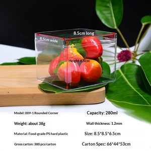 Boîte carrée en plastique transparente de qualité alimentaire PS, conteneur transparent sans bavures de 280ml, pour bonbons, fruits secs, emballage cadeau - Product Image 5
