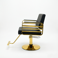Fauteuil de Barbier en Cuir Noir et Or, Hydraulique, Inclinable, Pivotant à 360 Degrés, pour Salon de Coiffure, OEM ODM Personnalisé