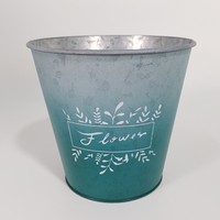 Jardin et décoration d'intérieur Jardinière galvanisée de style fermier Vase antique peint en métal Seau Pots chinois
