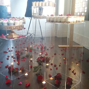 สแควร์งานแต่งงานพรรคเหตุการณ์ชั้นอะคริลิแสดงกระบอกแท่นอะคริลิผู้ถือ Cube ยืนแสดงตู้โชว์ - Product Image 5