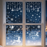 Autocollants de Noël pour fenêtre, 6 pièces, petits autocollants en PVC pour vitrine, décoration de Noël réutilisable pour la maison, rennes, flocons de neige